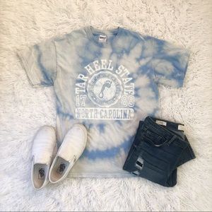 CUSTOM North Carolina Tar Heel State Bleach T - S